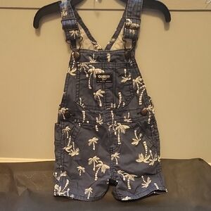 (3 ITEMS FOR $25)OshKosh B'gosh Blue Palm Print Kids Overalls Size 18 Months